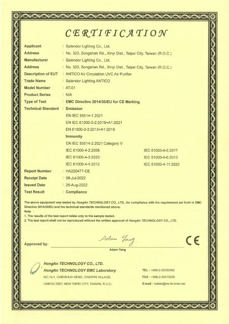 Certificado pela CE Europeia e BSMI Taiwan
